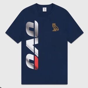 OVO Blue Tee with Gold Owl Emblem